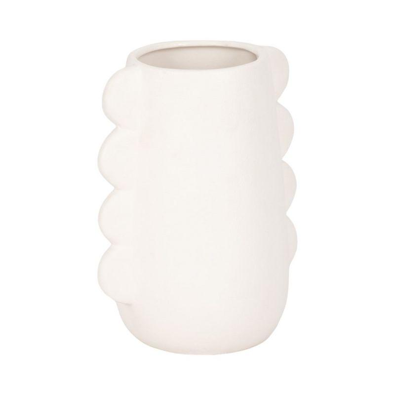 White Ceramic Eared Table Vase, 8"