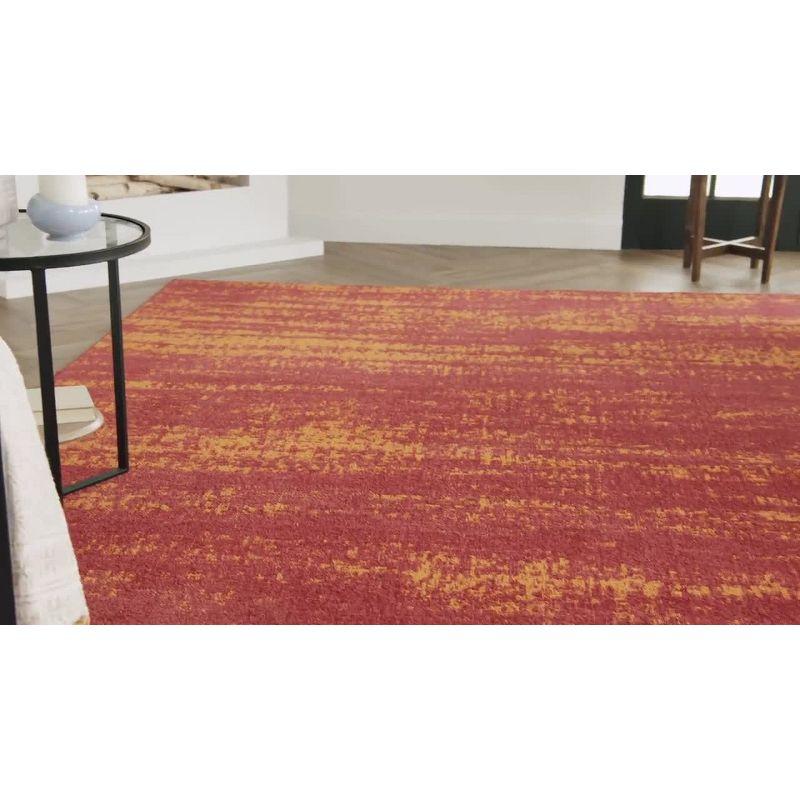 Elysian Red Abstract 4' Round Synthetic Outdoor Rug