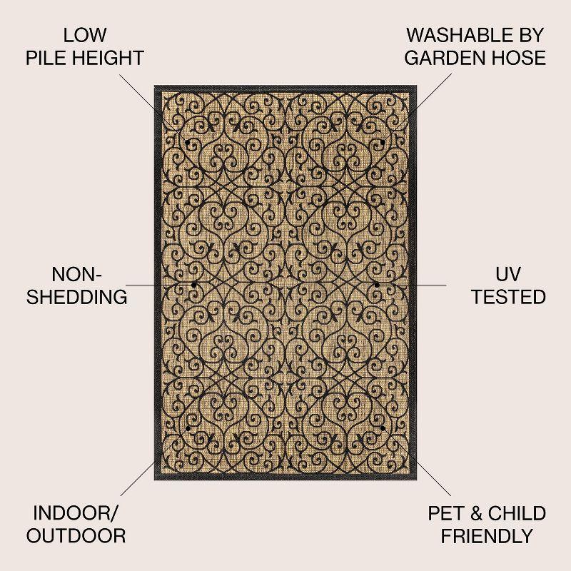 Madrid Vintage Filigree Textured Weave Indoor/Outdoor Area Rug - JONATHAN Y