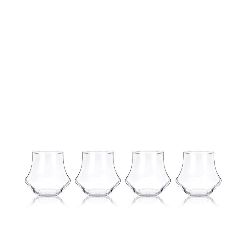 True Whiskey Glasses, Tumblers for Bourbon, Scotch, Curved Stylish Whisky Sipping Glass, 12 Ounces, set of 4