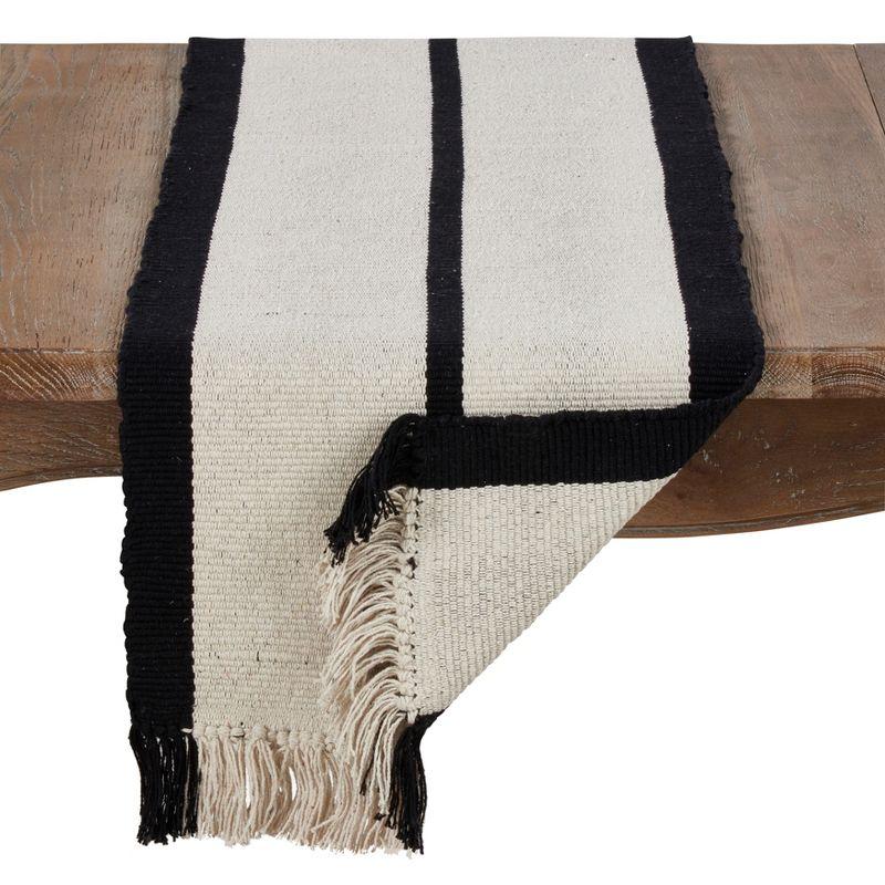 Saro Lifestyle Cotton Table Runner With Heavy Rug And Tassel Design, Multicolored, 16" x 72"