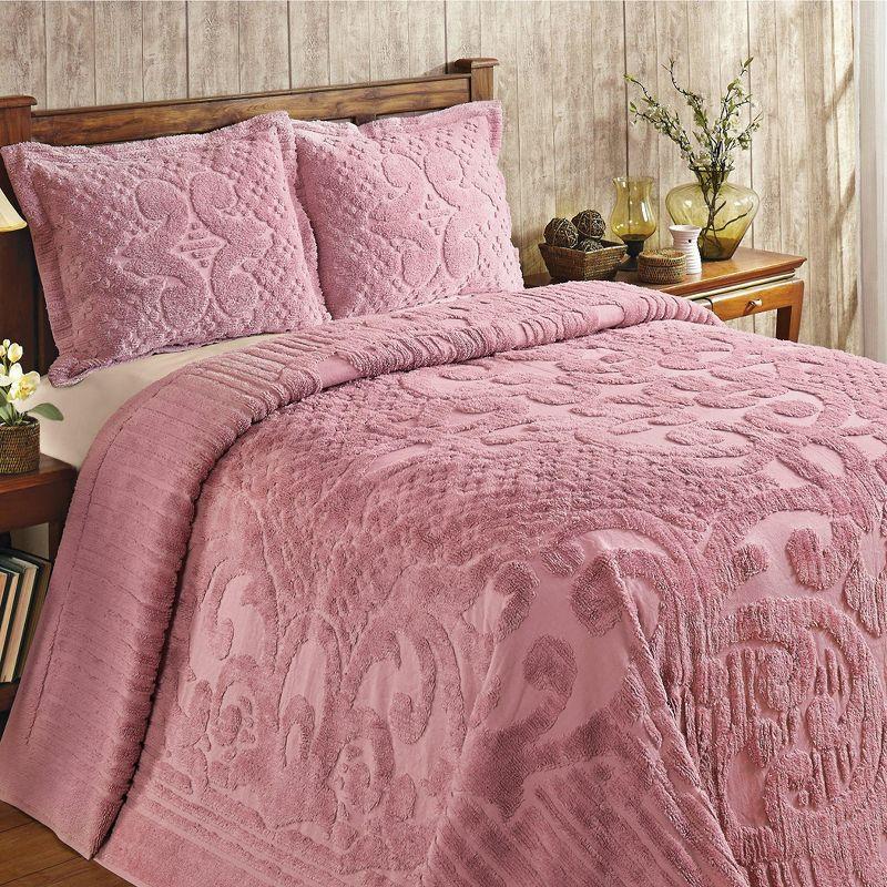 Collections Etc Ashton Textured Scrolling Chenille Design Bedspread Full Gender Neutral Pink