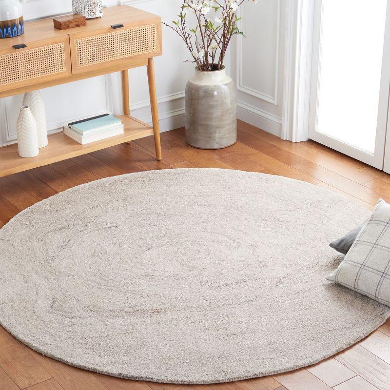 Abstract ABT148 Handmade Indoor Area Rug - Light Gray/Beige - 6' Round - Safavieh