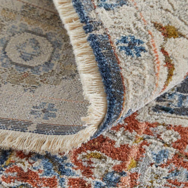 Kaia Transitional Medallion Ivory/Blue/Red Area Rug