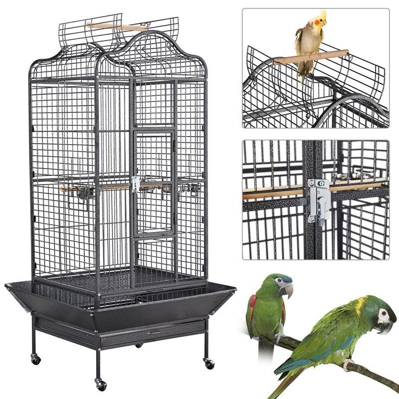 Yaheetech 63"H Open Playtop Extra Large Bird Cage Parrot Cage Black