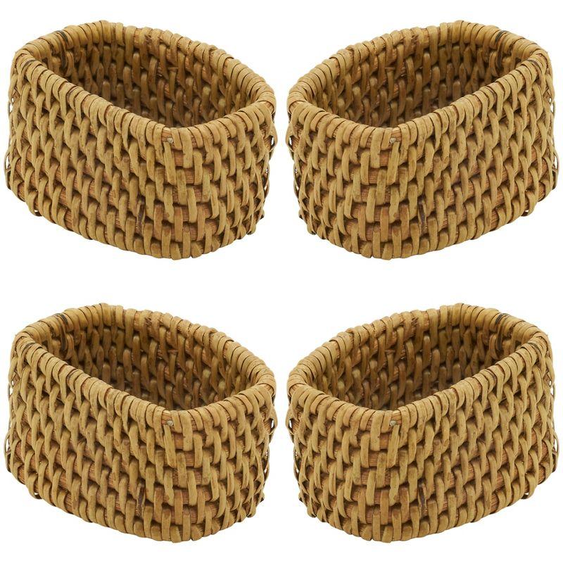 Saro Lifestyle Napkin Rings With Rattan Woven Design (Set of 4)