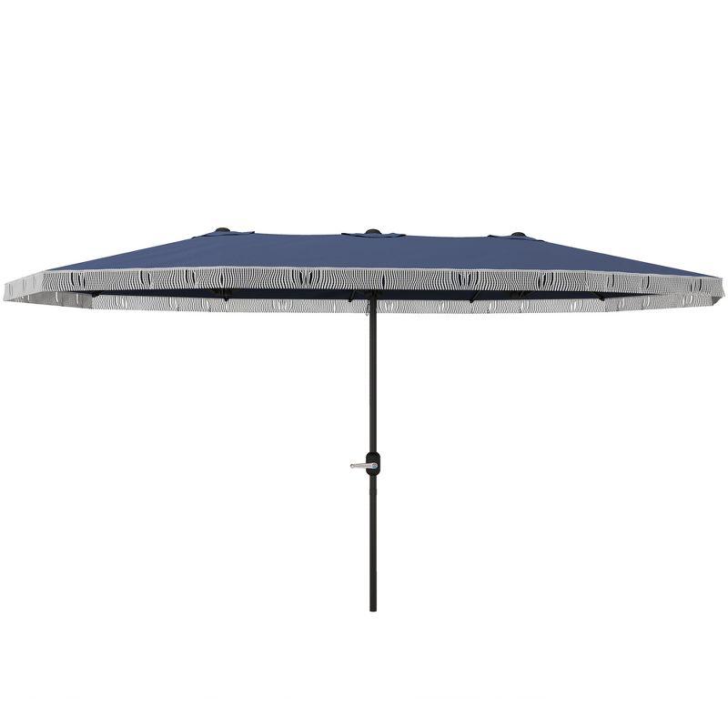 Outsunny 15ft Extra Large Patio Umbrella, UPF30+ Double-sided Rectangle Umbrella with Easy Crank Handle, 2 Vents for Garden Pool Lawn, Dark Blue
