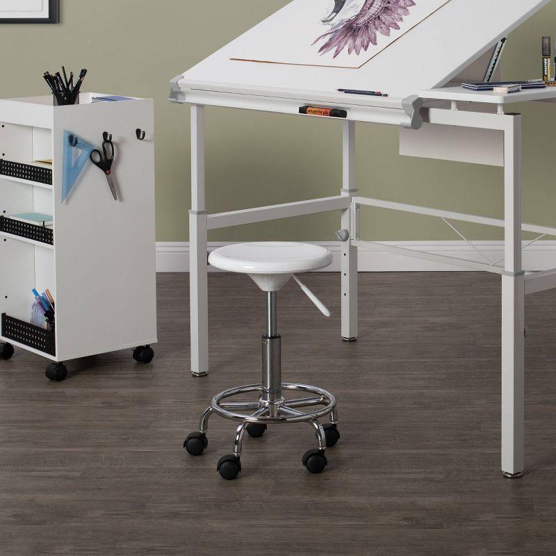 Inbox Zero Cowgill Adjustable Height Industrial Stool with Footring Wheels