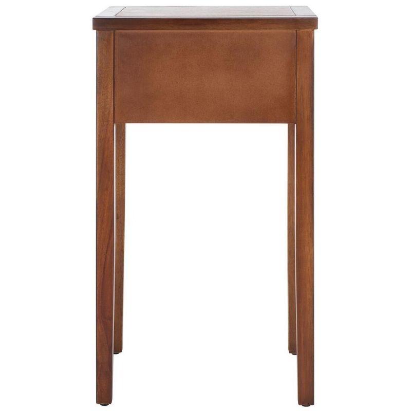 Transitional Abel Brown Pine and Stone Nightstand with Storage