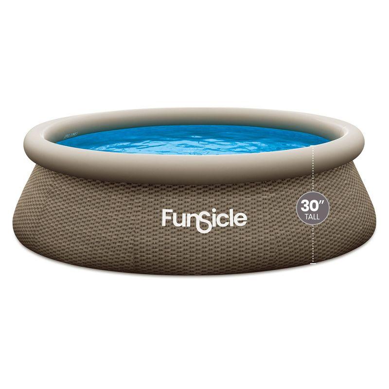 Funsicle QuickSet Round Inflatable Ring Top Outdoor Above Ground Swimming Pool Set with Pump and Cartridge Filter, Brown Triple Basketweave