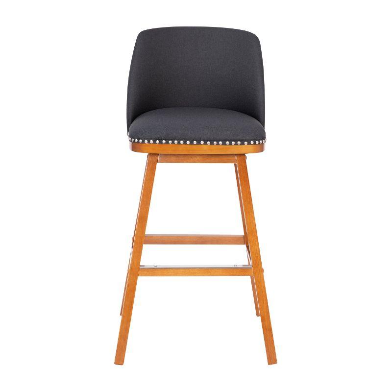 Flash Furniture 2 Pack Commercial Walnut Finish Wood Barstools with Nail Trim-Charcoal Faux Linen