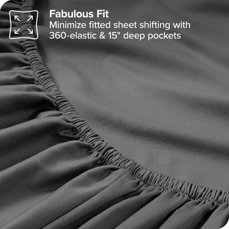 400 Thread Count Organic Cotton Sateen Grey 4 Piece Full Bed Sheet Set by Bare Home