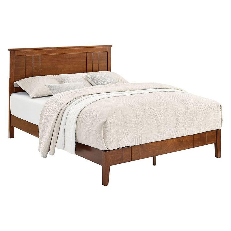 MUSEHOMEINC BF1007WK 12 Inch Tall Easy Assembly Solid Pinewood Mid Century Platform Bed with Headboard and Slat Supports, No Box Spring Needed, King