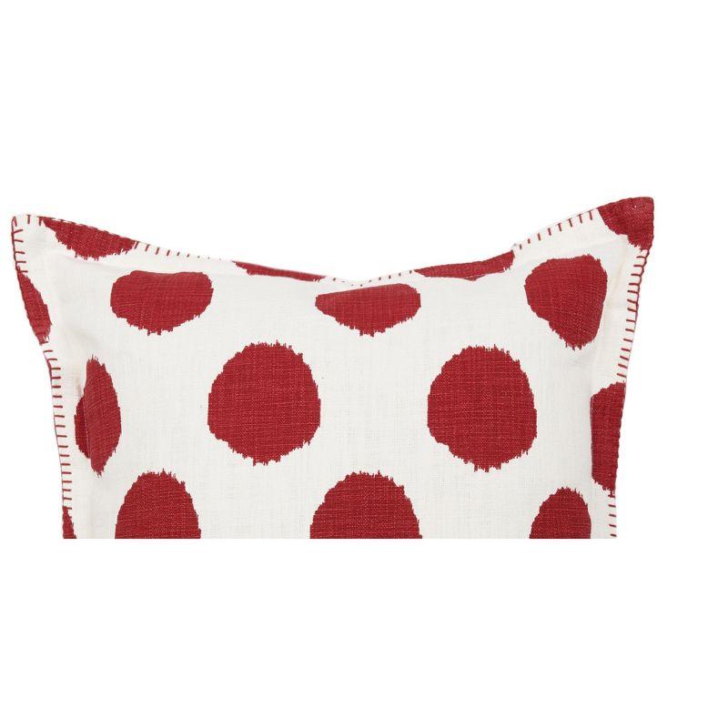 Ruby Dot Printed Square Throw Pillow in Red and White