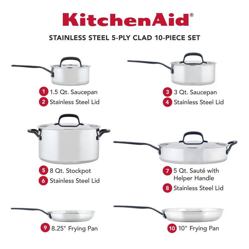 KitchenAid ® 10-Piece 5-Ply Clad Stainless Steel Cookware Set