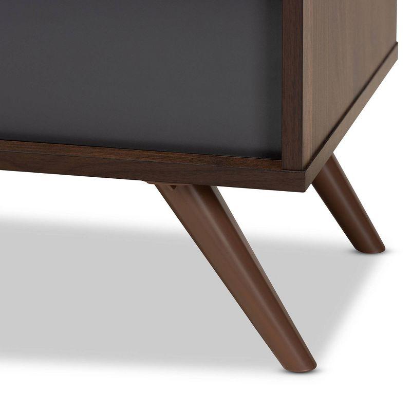 Naoki Wood TV Stand for TVs up to 75" Gray/Walnut - Baxton Studio: Modern Media Console with Storage & Cord Management