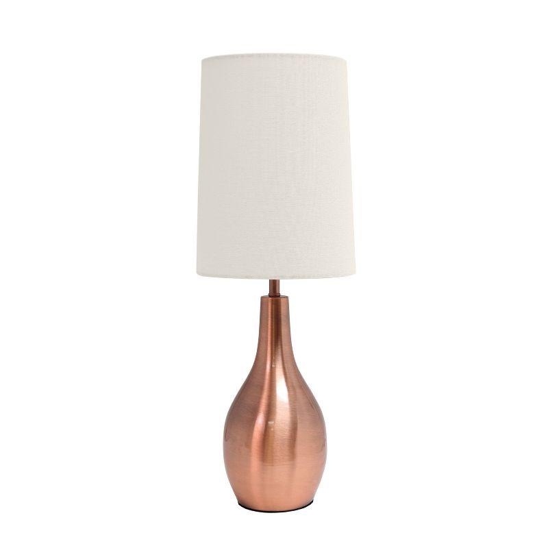 Rose Gold Teardrop Table Lamp with White Fabric Shade