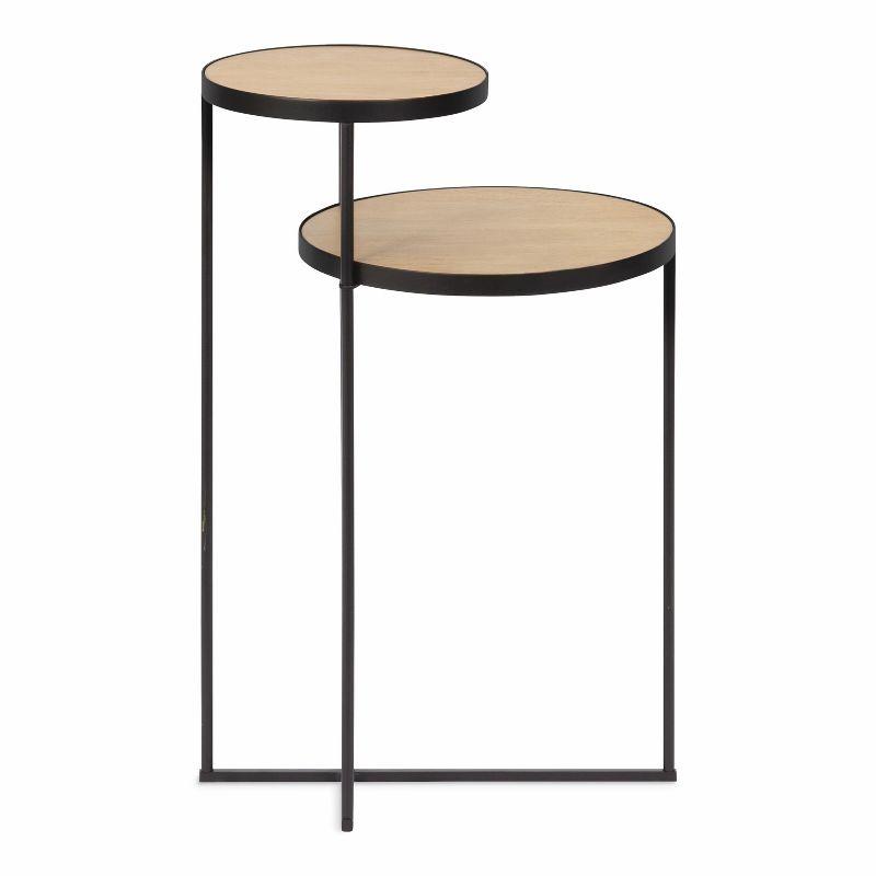Kate and Laurel Peero Round Metal Side Table, 12x15x24, Natural and Black