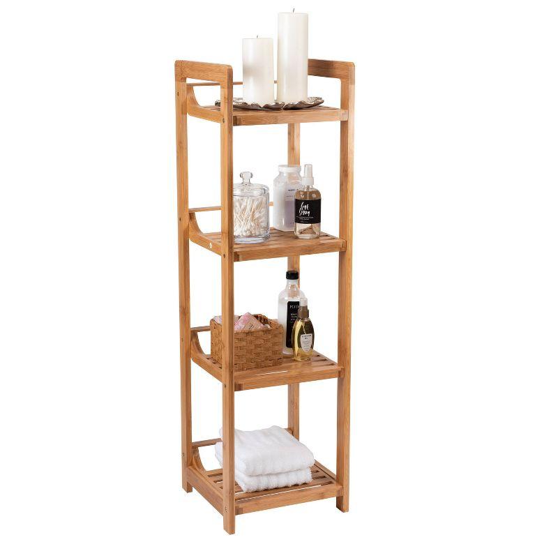 Natural Bamboo 4-Tier Freestanding Shelving Tower