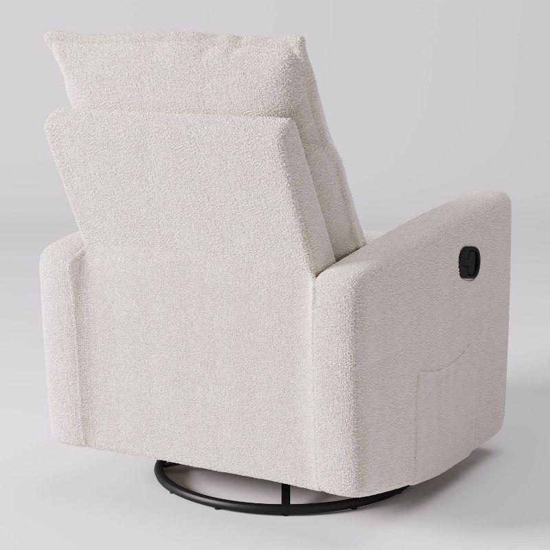 Caillie Boucle Glider Recliner Chair White - CorLiving: Nursery Bedroom Soothing Motion, Hardwood Frame