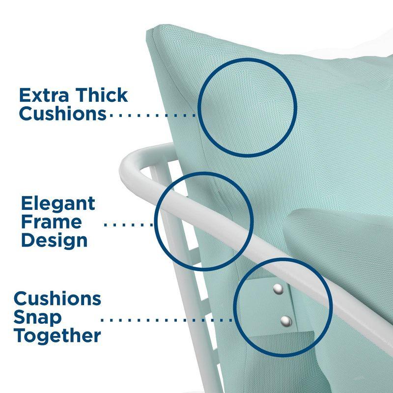 Teddi Powder Coated Steel Outdoor Lounge Chair with Cushions