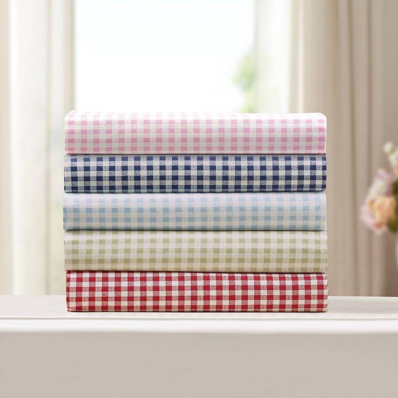 Gingham 250 Thread Count Plaid 100% Cotton Sheet Set