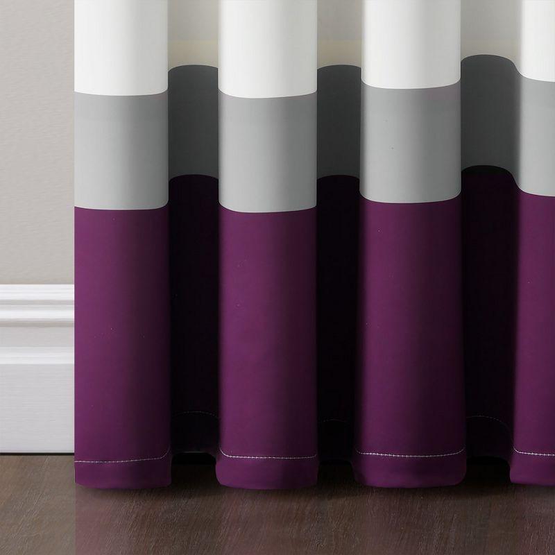 Alexander Color Block Light Filtering Window Curtain Panels Purple/Gray 52X84 Set