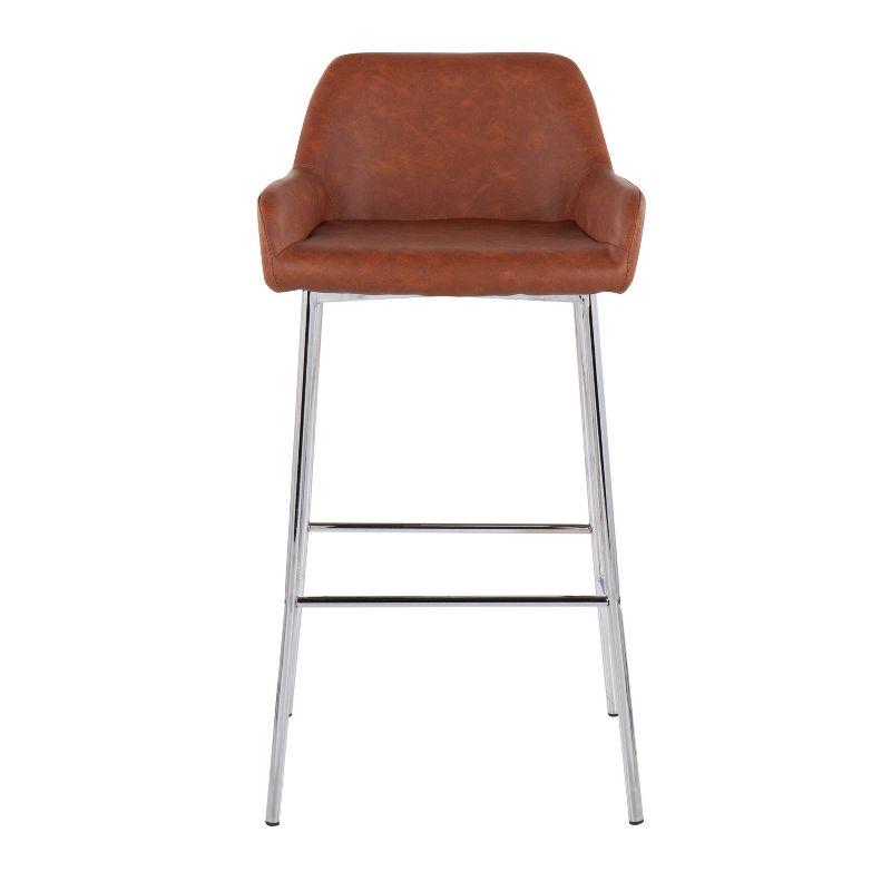 Set of 2 Camel Faux Leather and Metal Bar Stools