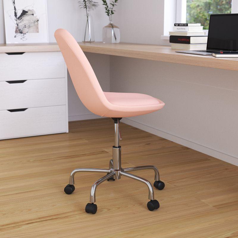 Merrick Lane Swivel Office Chair with Height Adjustable Swivel Seat in Stylish Pink Fabric Upholstery