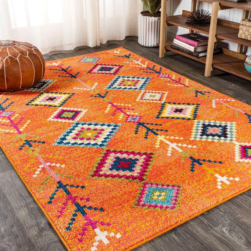 Tribal Love Geometric Orange Multi 3x5 Feet Area Rug