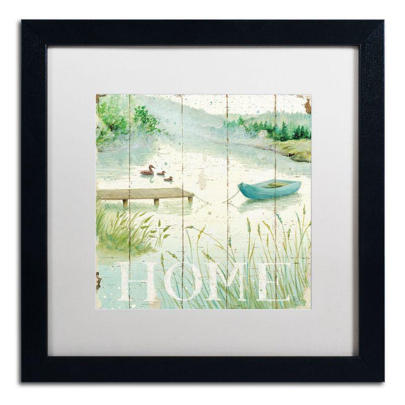 Lakeside Landscape Canvas Print with Black Frame