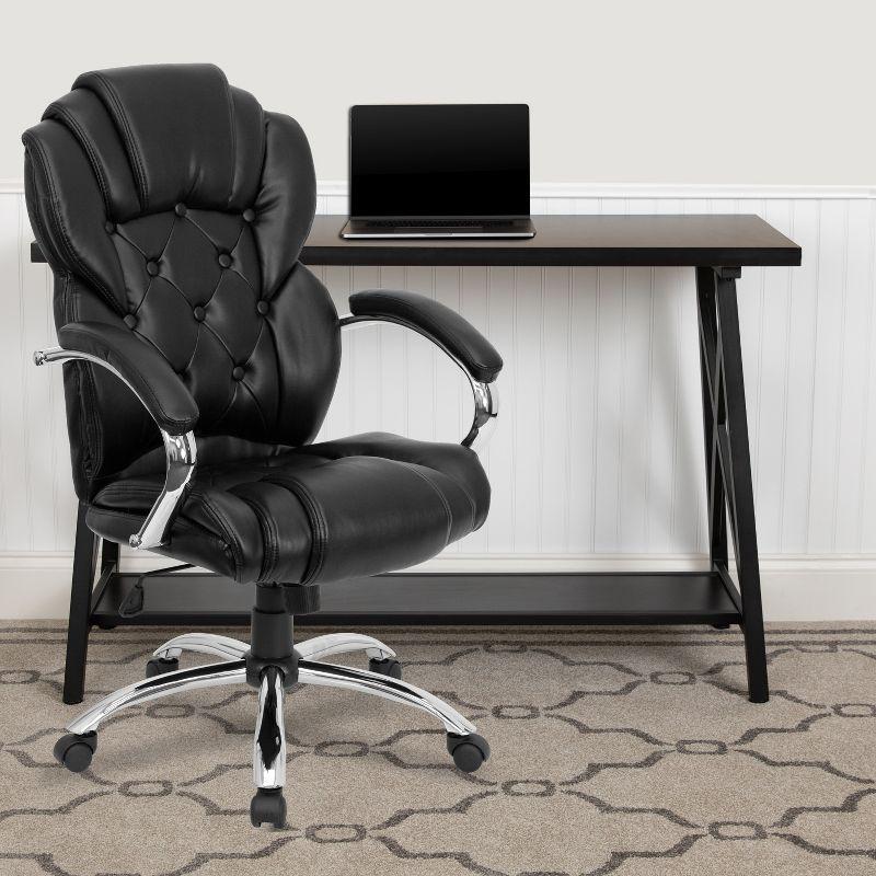 ErgoExec High-Back Black LeatherSoft Swivel Office Chair with Chrome Base