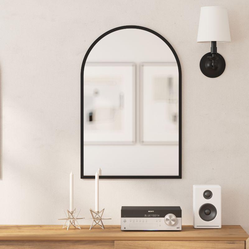 Flash Furniture Mila Arched Metal Framed Wall Mirror for Hallways, Entryways, Dining and Living Rooms