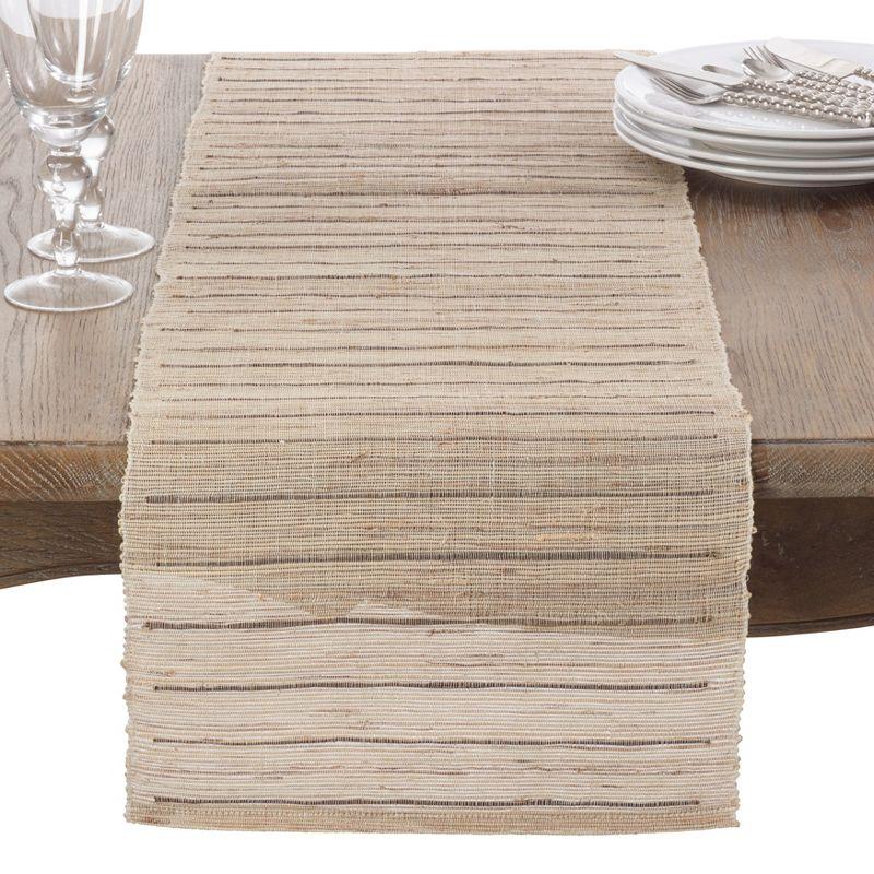 Natural Linen Striped Woven Table Runner, 12x15