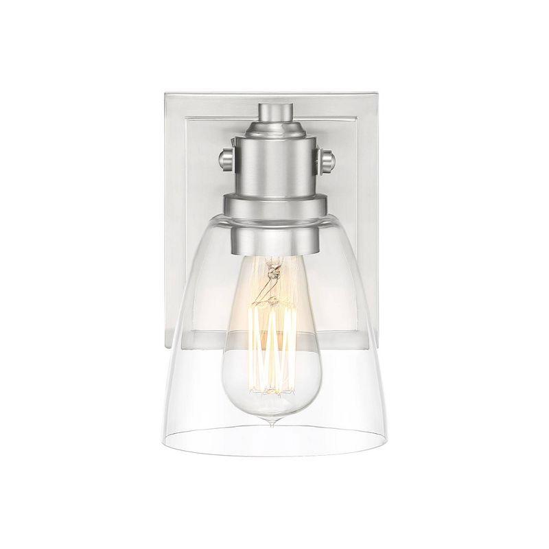 Possini Euro Design Osborne Modern Wall Light Sconce Brushed Nickel Hardwire 5" Fixture Clear Glass Shade for Bedroom Bathroom Vanity Living Room Home