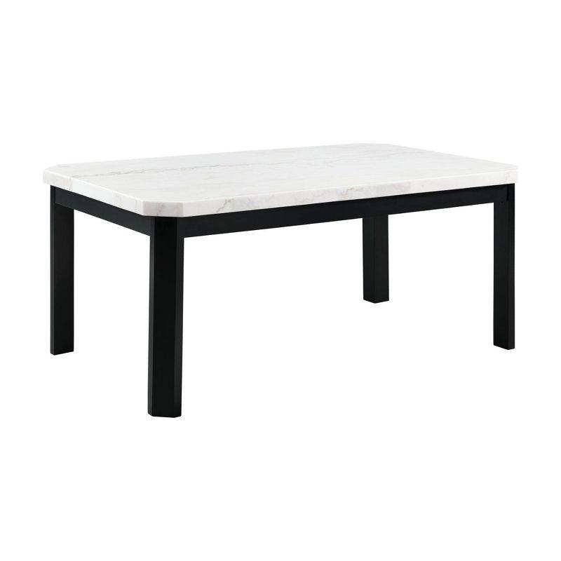 Picket House Furnishings Celine Marble Standard Height Dining Table White: Chic Black Base, Seats 4