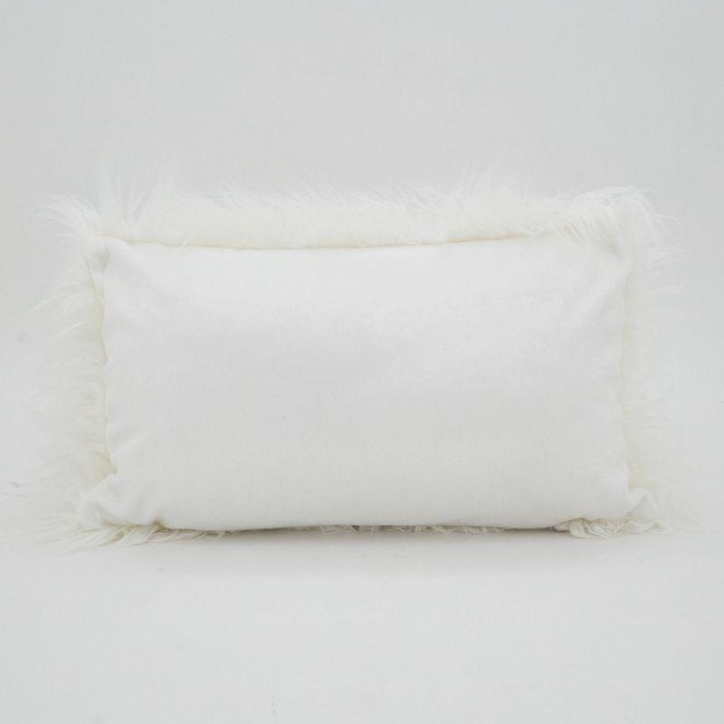 Poly Filled Faux Mongolian Fur Throw Pillow - Saro Lifestyle