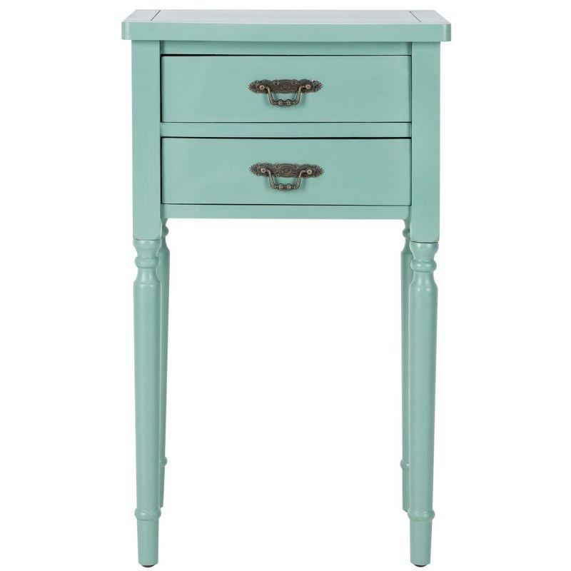 Dusty Green Transitional Poplar Wood End Table with Storage
