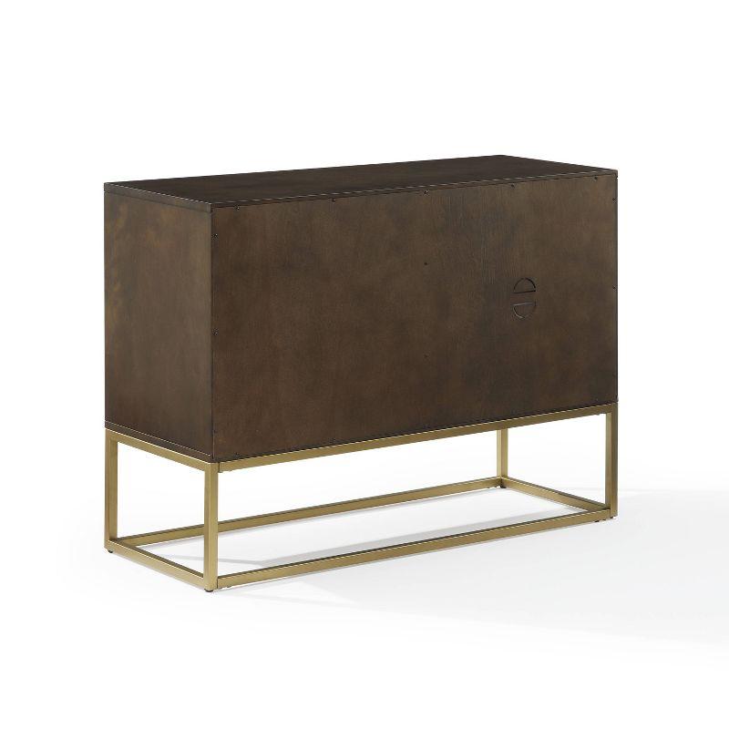 Byron Media Console Dark Brown/Gold - Crosley: Vinyl Storage Cabinet, Adjustable Shelves, Cable Management