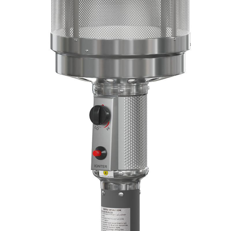 Sol 7.5' Stainless Steel Outdoor Patio 40,000 BTU Propane Heater with Wheels for Commercial & Residential Use