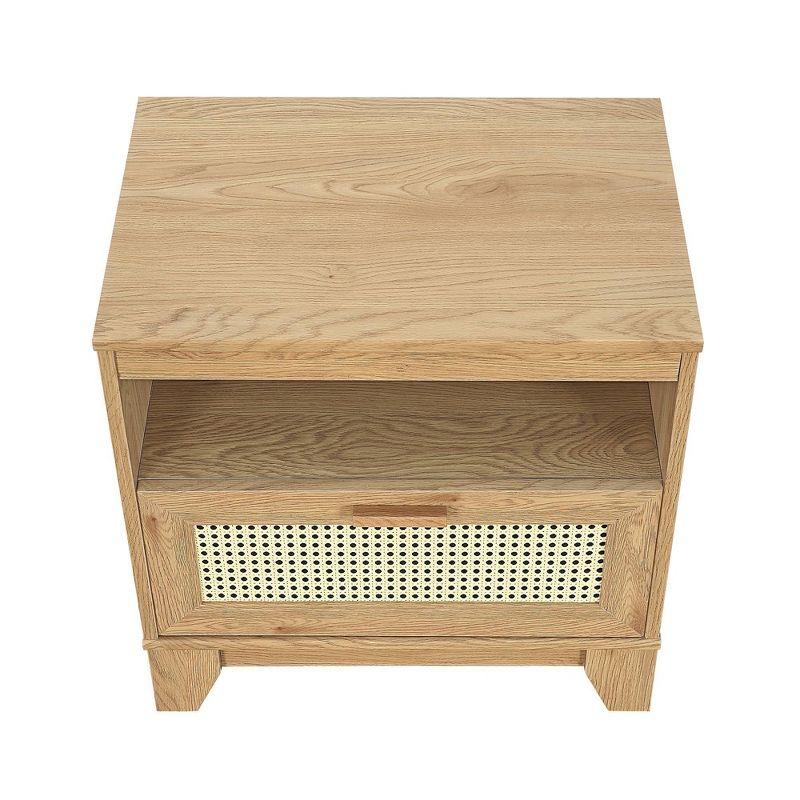 Sheridan Natural Cane and Wood Nightstand Set with Drawer