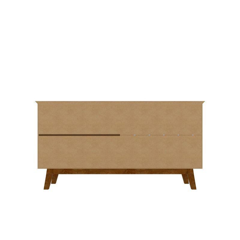 62.99" Yonkers Sideboard White - Manhattan Comfort: Mid-Century Buffet, Storage Console with 4 Doors & Fixed Shelves