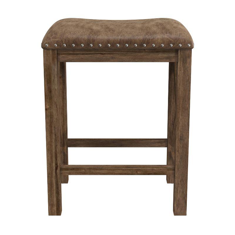 Set of 2 Willow Bend Counter Height Barstool Walnut/Brown- Hillsdale Furniture: Upholstered, Rustic Finish, Wood Frame