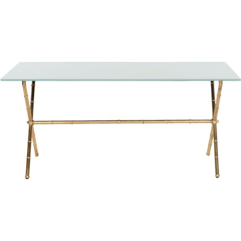 Brogen Coffee Table - Gold/White Glass - Safavieh