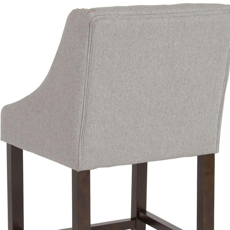 Flash Furniture Carmel Series 24" High Transitional Tufted Walnut Counter Height Stool with Accent Nail Trim