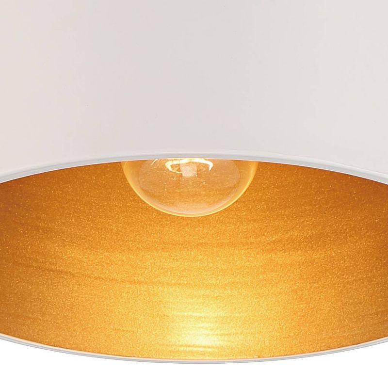 Possini Euro Design Courtney Modern Ceiling Light Semi Flush Mount Fixture 10" Wide Soft Gold Metal White Drum Shade for Bedroom Kitchen Living Room