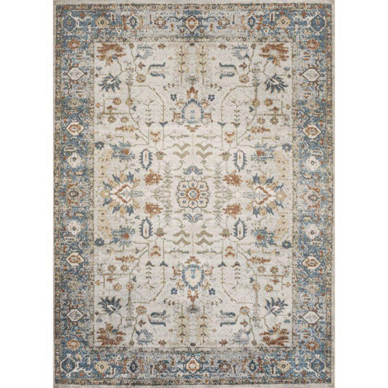 JONATHAN Y Hiero Persian Border Low-Pile Machine-Washable Cream/Terra 5 ft. x 8 ft. Area Rug