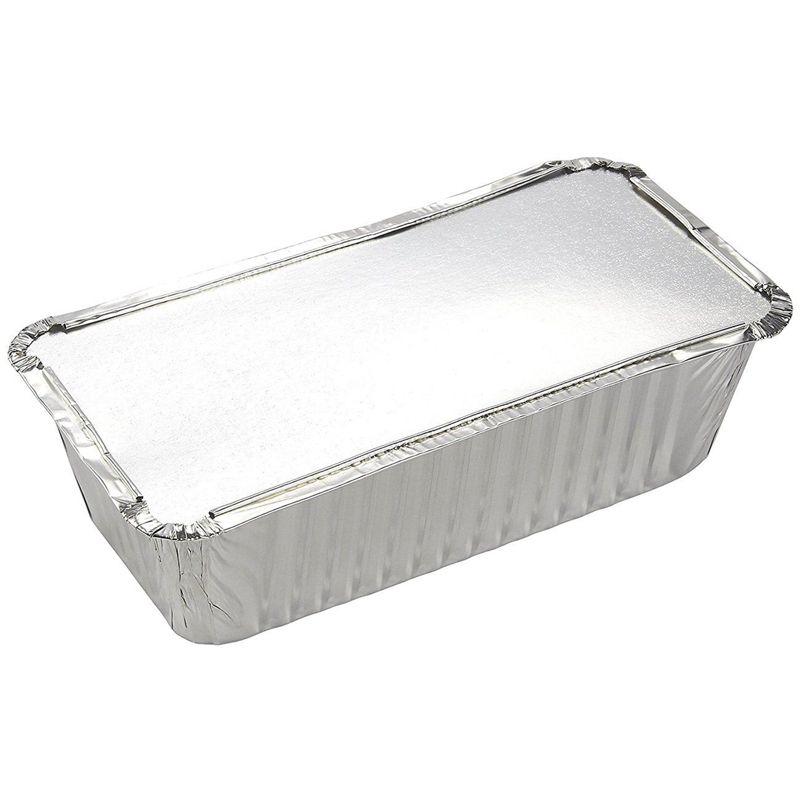 Juvale 50 Pack Disposable Aluminum Loaf Pans with Lids, 22oz Tins for Baking, Heating, Storing, 8.5 x 2.5 x 4.5 In