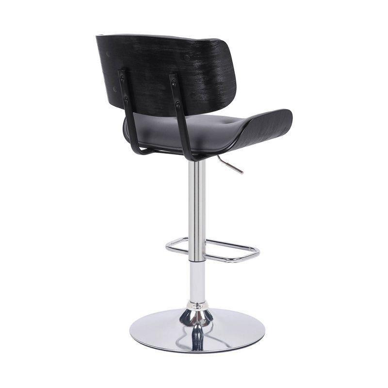 Brooklyn Adjustable Grey Faux Leather and Chrome Swivel Bar Stool