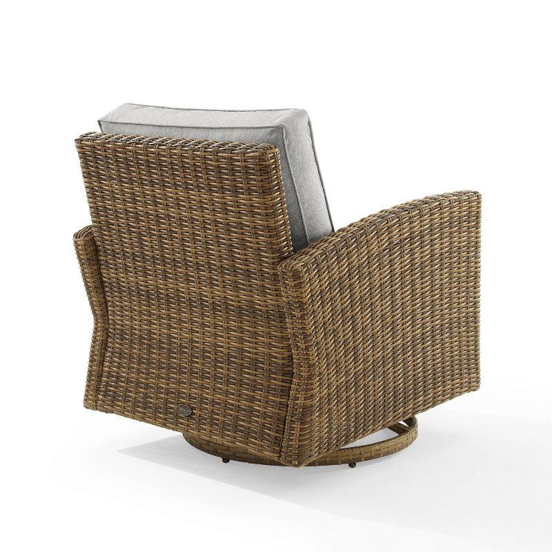 Bradenton Outdoor Steel Swivel Rocking Chair Gray/Weathered Brown - Crosley: Resin Wicker, Moisture-Resistant Cushions